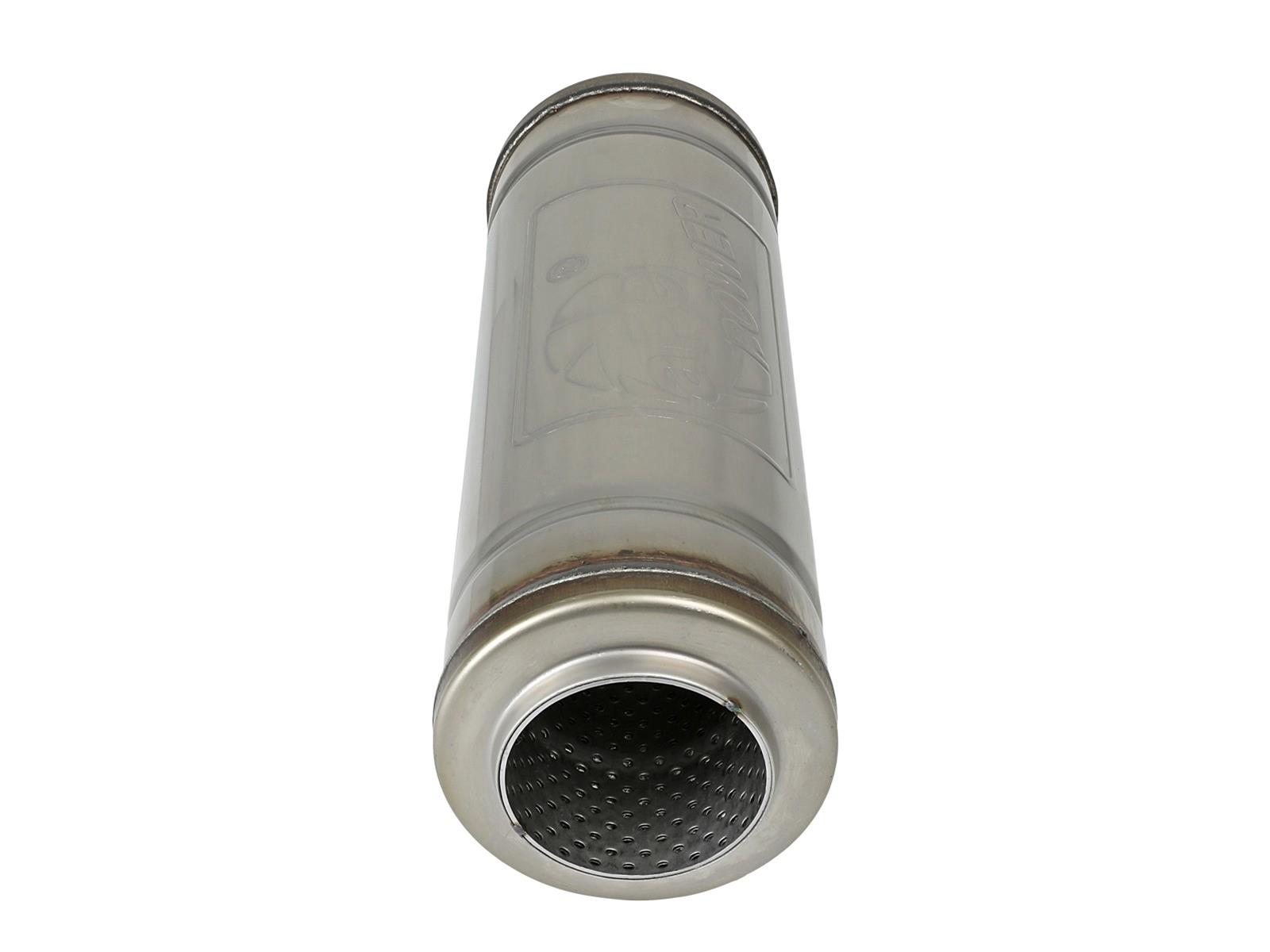 aFe Mach Force XP 304 Stainless Steel 3 Inch Muffler 49M30049 Muffler, MACH Force-Xp, Round, 14.00 in. Length, 5.00 in. Diameter, 3.00 in. Center Inlet/Outlet, Steel, Each thumbnail 3