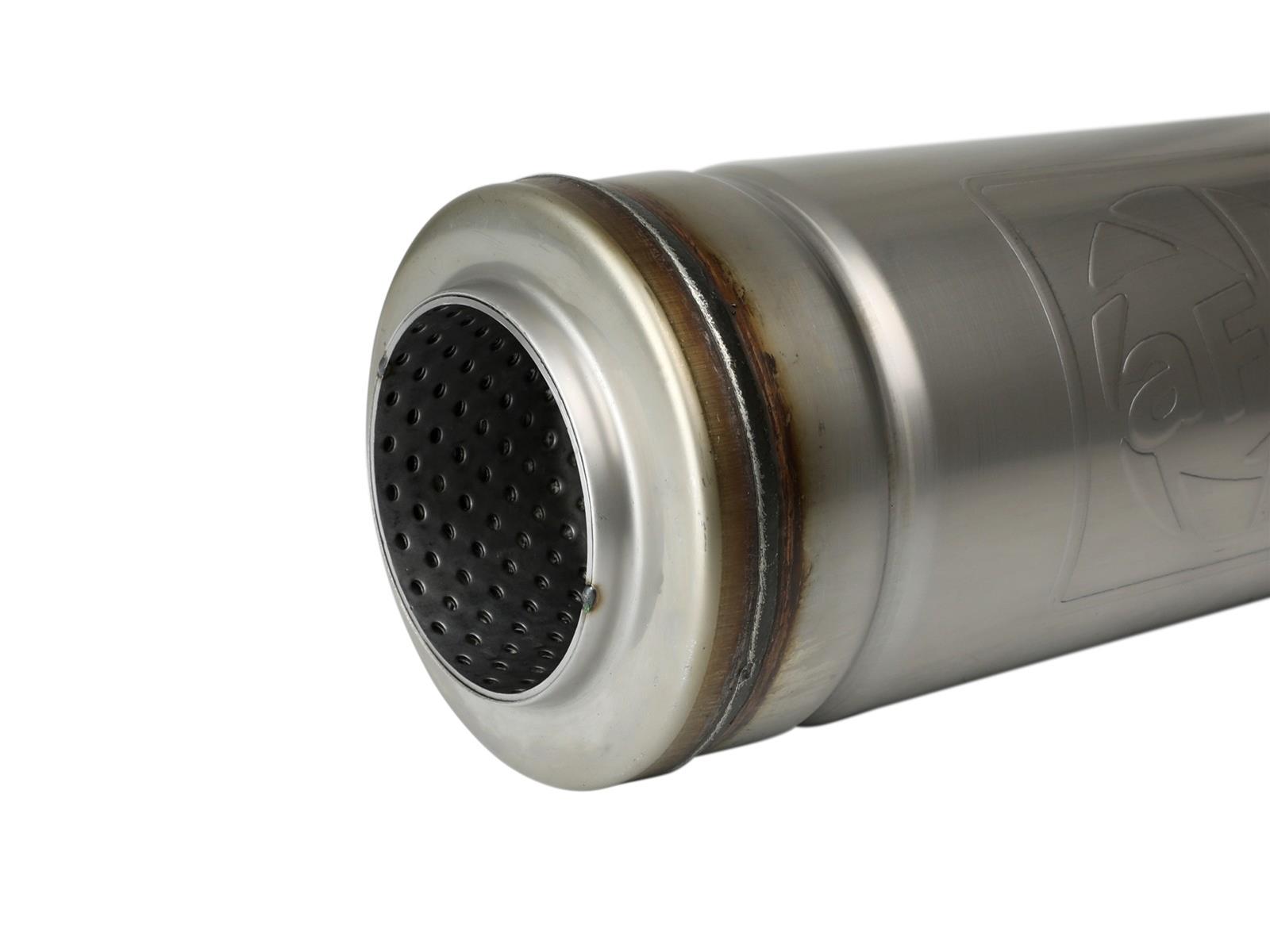 aFe Mach Force XP 304 Stainless Steel 3 Inch Muffler 49M30049 Muffler, MACH Force-Xp, Round, 14.00 in. Length, 5.00 in. Diameter, 3.00 in. Center Inlet/Outlet, Steel, Each thumbnail 2