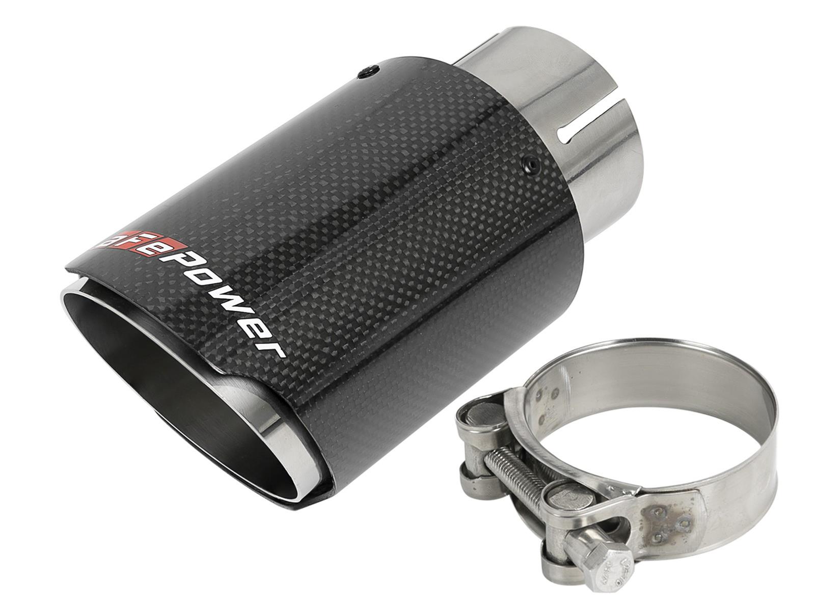 aFe Mach Force XP Round, Carbon fiber 2.50 Inch Exhaust Tip 49T25354-C07 Tip, XP, Clamp-on, Stainless, Fiber, in. Inlet Diameter, 3.50 in. Outlet, 7.00 in. Length, Each