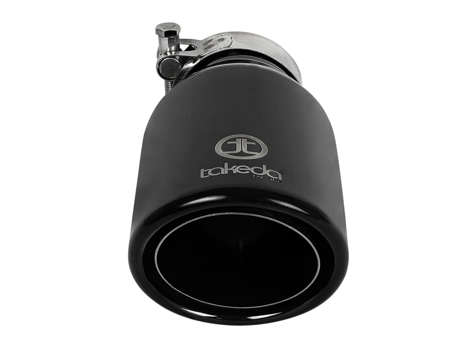 aFe Takeda 304 Stainless Steel Clamp-On Exhaust Tip 2.5in.Inlet / 4in Outlet - Black thumbnail 3
