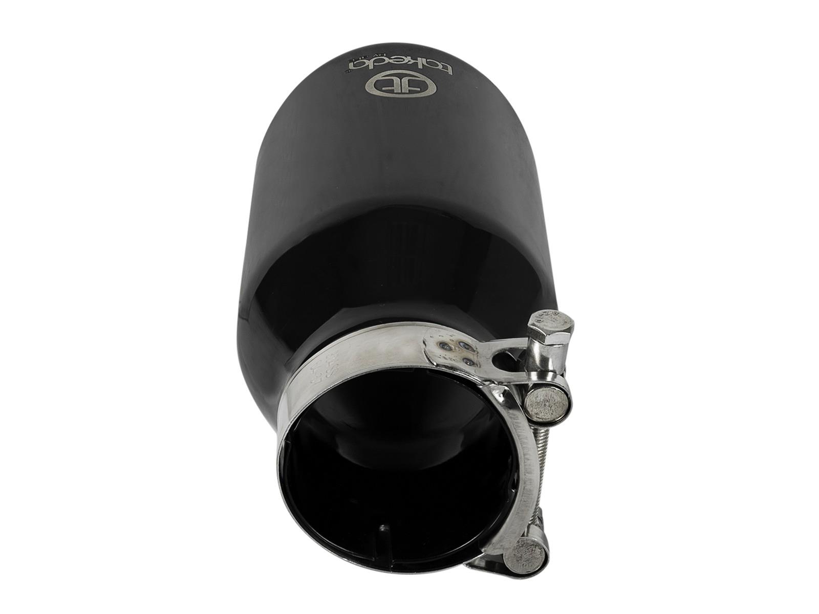 aFe Takeda 304 Stainless Steel Clamp-On Exhaust Tip 2.5in.Inlet / 4in Outlet - Black thumbnail 4