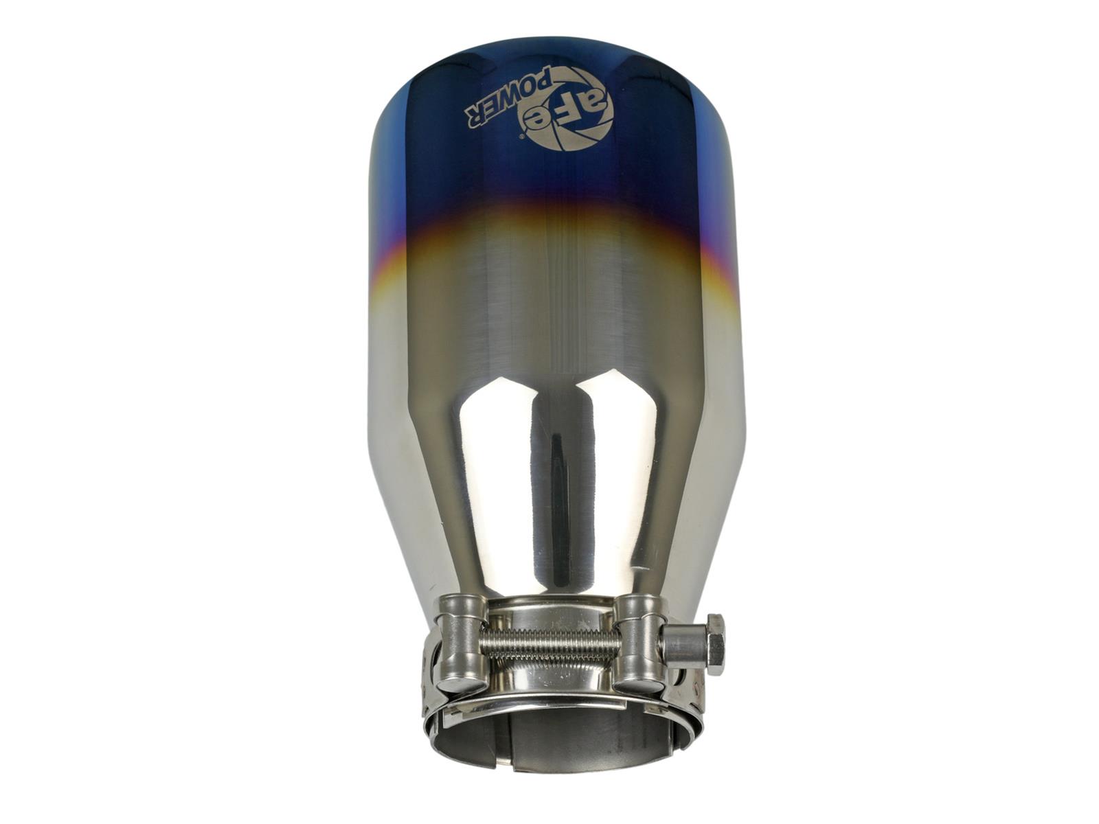 aFe Mach Force XP 304 Stainless Steel Clamp-On Exhaust Tip 2.5in Inlet / 4in Outlet - Blue Flame thumbnail 5