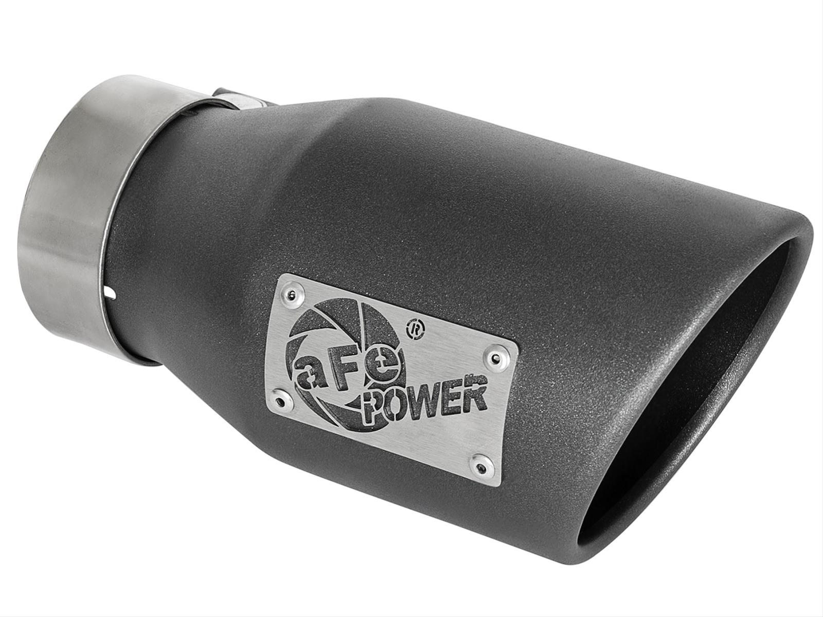 aFe MACH Force-Xp 3in 304 SS Metallic Black Exhaust Tip 3in In x 4-1/2in Out x 9in L Bolt-On Left thumbnail 3