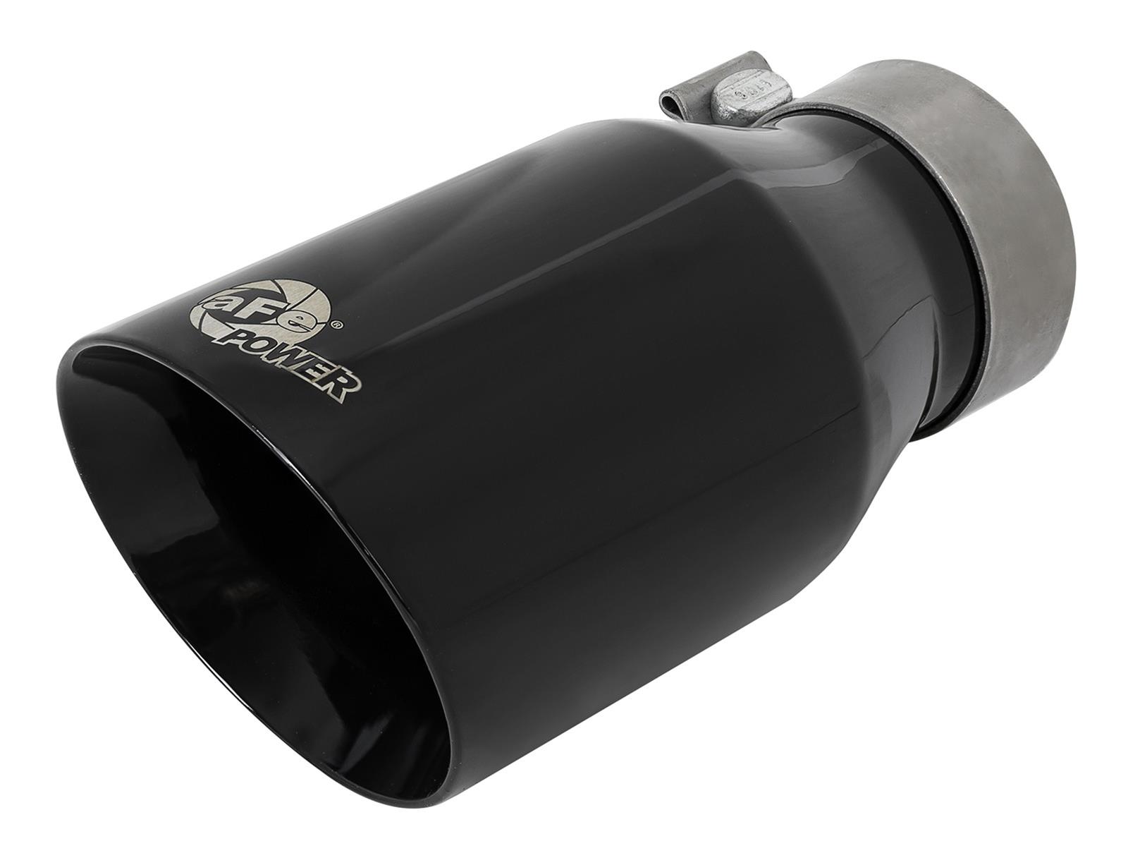 aFe MACH Force-Xp Univ 304 SS Double-Wall Clamp-On Exhaust Tip - Black - 3in Inlet - 4.5in Outlet thumbnail 4