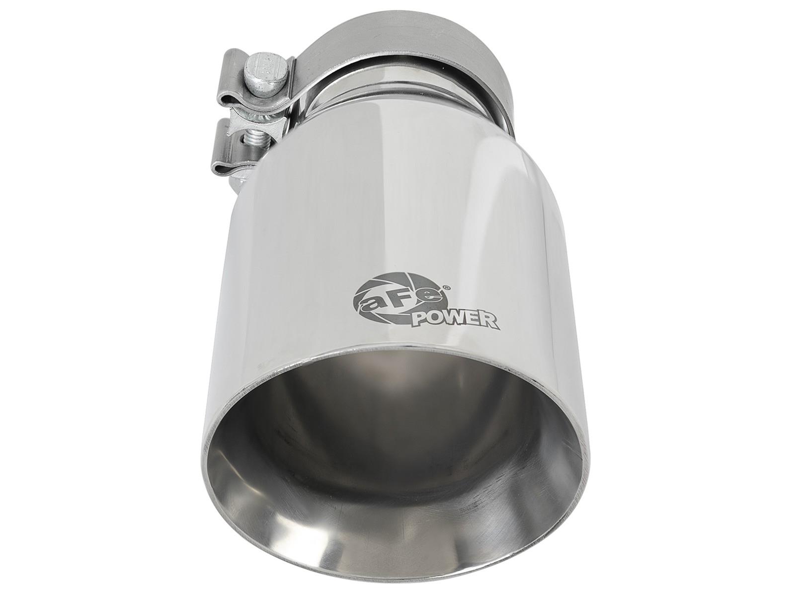 aFe MACH Force-Xp Univ 304 SS Double-Wall Clamp-On Exhaust Tip - Polished - 3in Inlet - 4.5in Outlet thumbnail 4