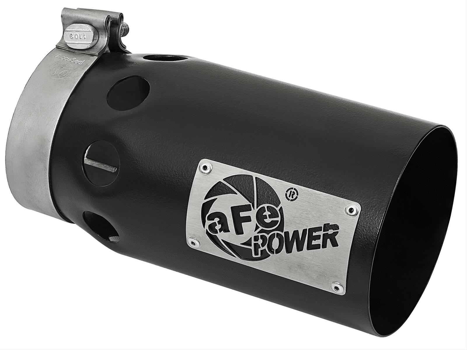 aFe Rebel XD Round, Black 4 Inch Exhaust Tip 49T40501-B10 Tip, XD, Clamp-on, Stainless, Powdercoated, 4.00 in. Inlet Diameter, 5.00 in. Outlet, 10.00 in. Length, Each
