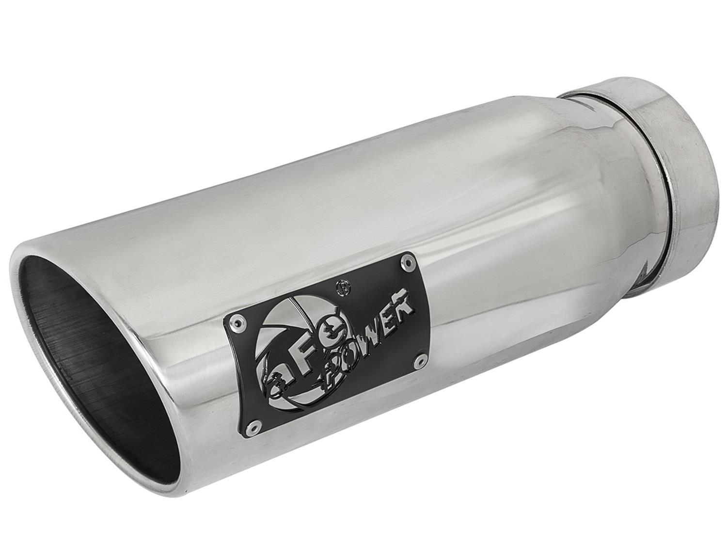 aFe Mach Force XP Round, Polished 4 Inch Exhaust Tip 49T40502-P12 Tip, XP, Clamp-on, Stainless, Polished, 4.00 in. Inlet Diameter, 5.00 in. Outlet, 12.00 in. Length, Each
