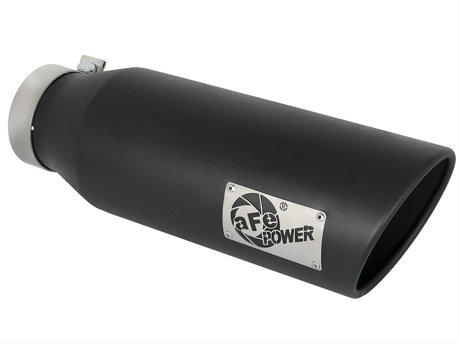 aFe Mach Force XP Round, Black 4 Inch Exhaust Tip 49T40601-B18 Tip, XP, Clamp-on, Stainless, Powdercoated, 4.00 in. Inlet Diameter, 6.00 in. Outlet, 18.00 in. Length, Each