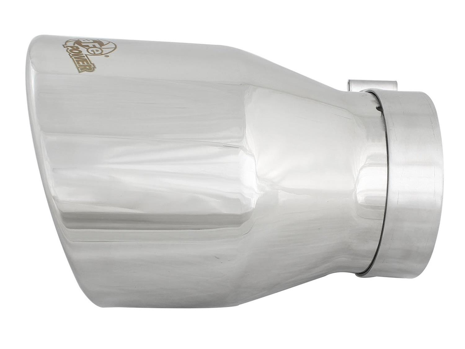 aFe Mach Force XP Round, Polished 4 Inch Exhaust Tip 49T40604-P09 Tip, XP, Clamp-on, Stainless, Polished, 4.00 in. Inlet Diameter, 6.00 in. Outlet, 9.00 in. Length, Each thumbnail 4