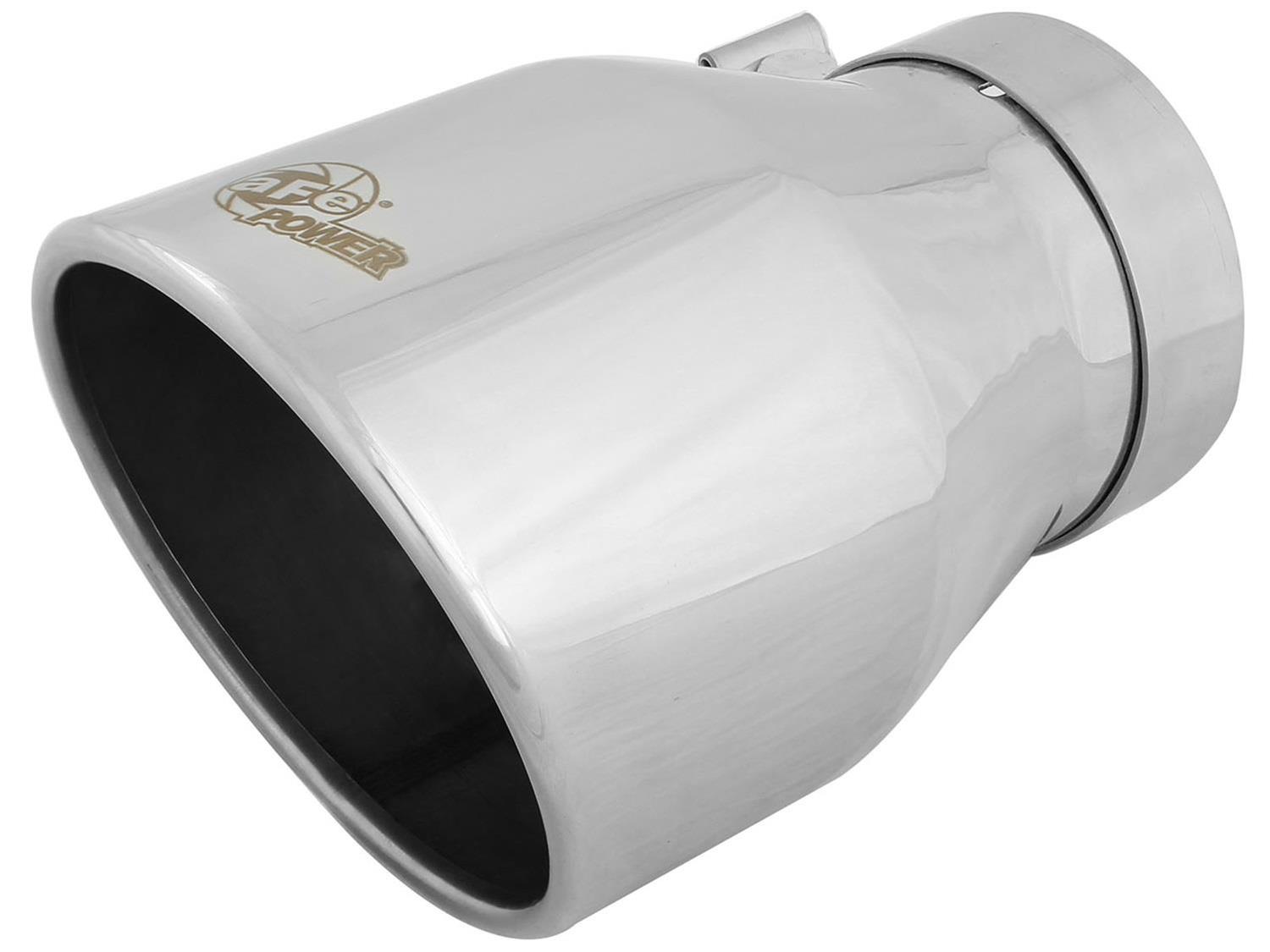aFe Mach Force XP Round, Polished 4 Inch Exhaust Tip 49T40604-P09 Tip, XP, Clamp-on, Stainless, Polished, 4.00 in. Inlet Diameter, 6.00 in. Outlet, 9.00 in. Length, Each thumbnail 2