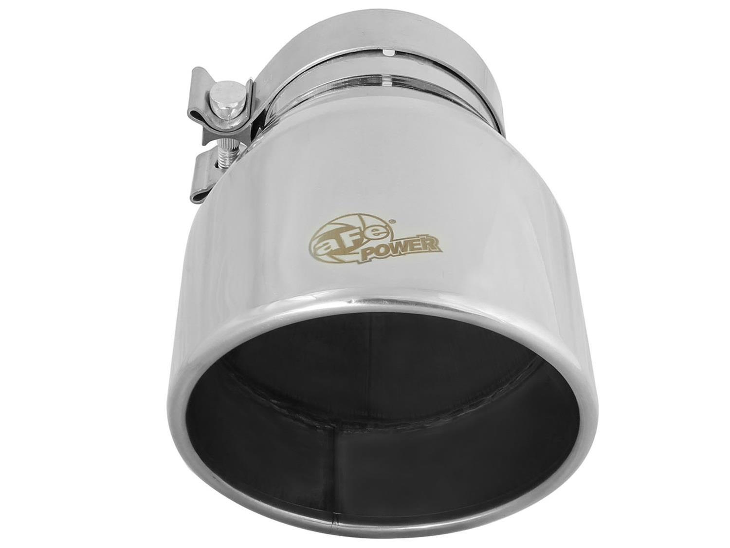 aFe Mach Force XP Round, Polished 4 Inch Exhaust Tip 49T40604-P09 Tip, XP, Clamp-on, Stainless, Polished, 4.00 in. Inlet Diameter, 6.00 in. Outlet, 9.00 in. Length, Each thumbnail 3