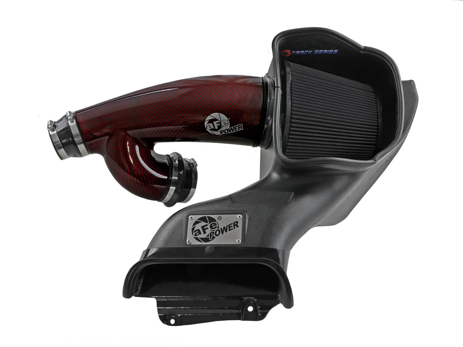 aFe 17-24 Ford F-150 Track Series Red Kevlar Carbon Fiber C/A Intake System w/Black Pro 5R Filter thumbnail 4