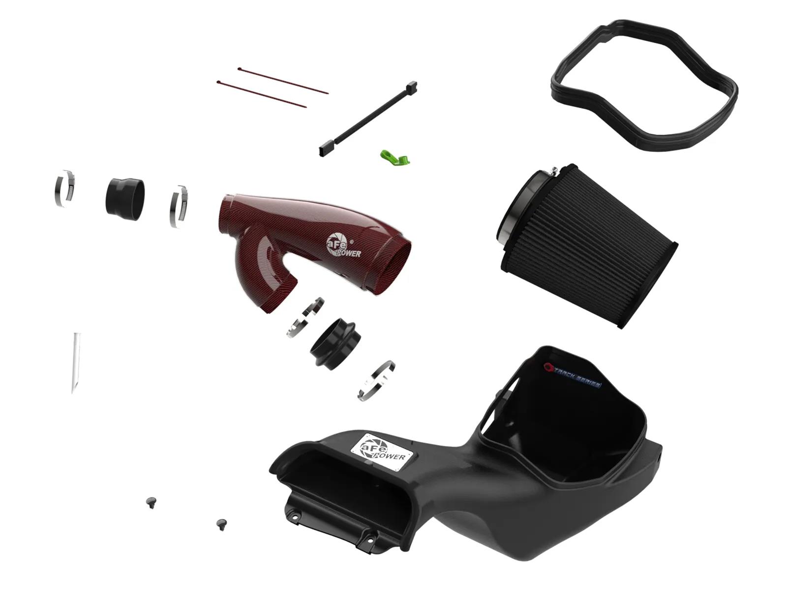 aFe 17-24 Ford F-150 Track Series Red Kevlar Carbon Fiber C/A Intake System w/Black Pro 5R Filter thumbnail 6