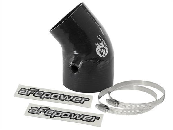 aFe Tubing Couplers 59-00105 Couplers, 40 degree Elbow, Silicone, Black, 3.25 in. Inlet/2.81 in. Outlet Diameter, 1/2 in. Port On the Middle of the Side, Each