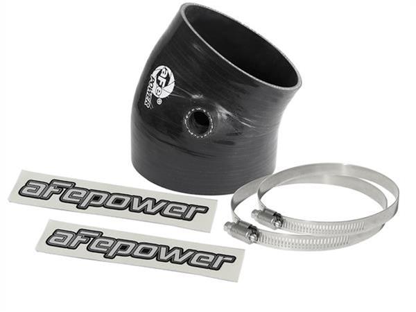 aFe Tubing Couplers 59-00115 Couplers, 30 degree Elbow, Silicone, Black, 4.38 in. Inlet/3.79 in. Outlet Diameter, 5/8 in. Diameter x 1/2 in. Tall Port On the Side, Each