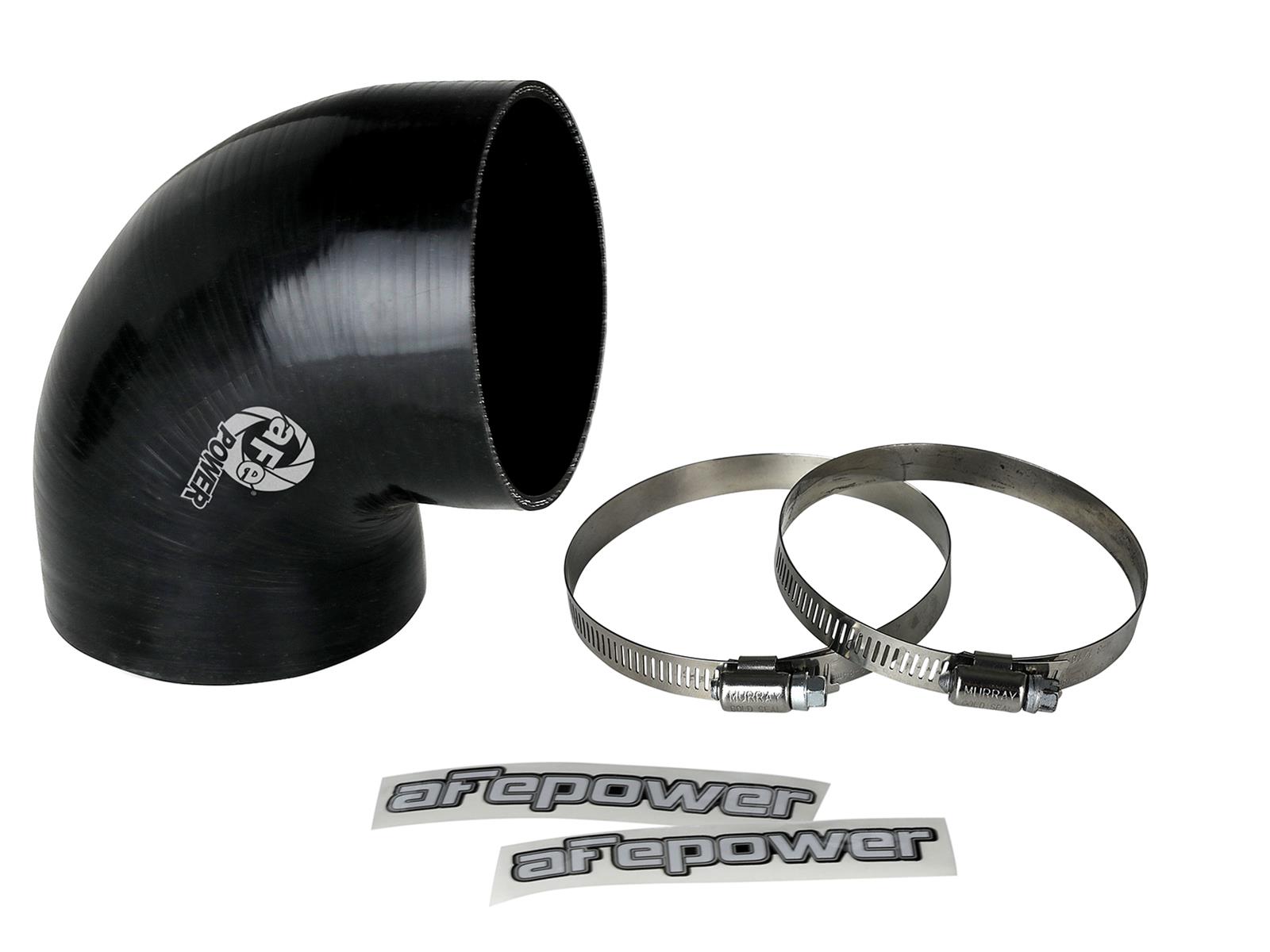aFe Tubing Couplers 59-00121 Couplers, 90 degree Elbow, Silicone, Black, 3.75 in. Inlet/3.50 in. Outlet Diameter, Each