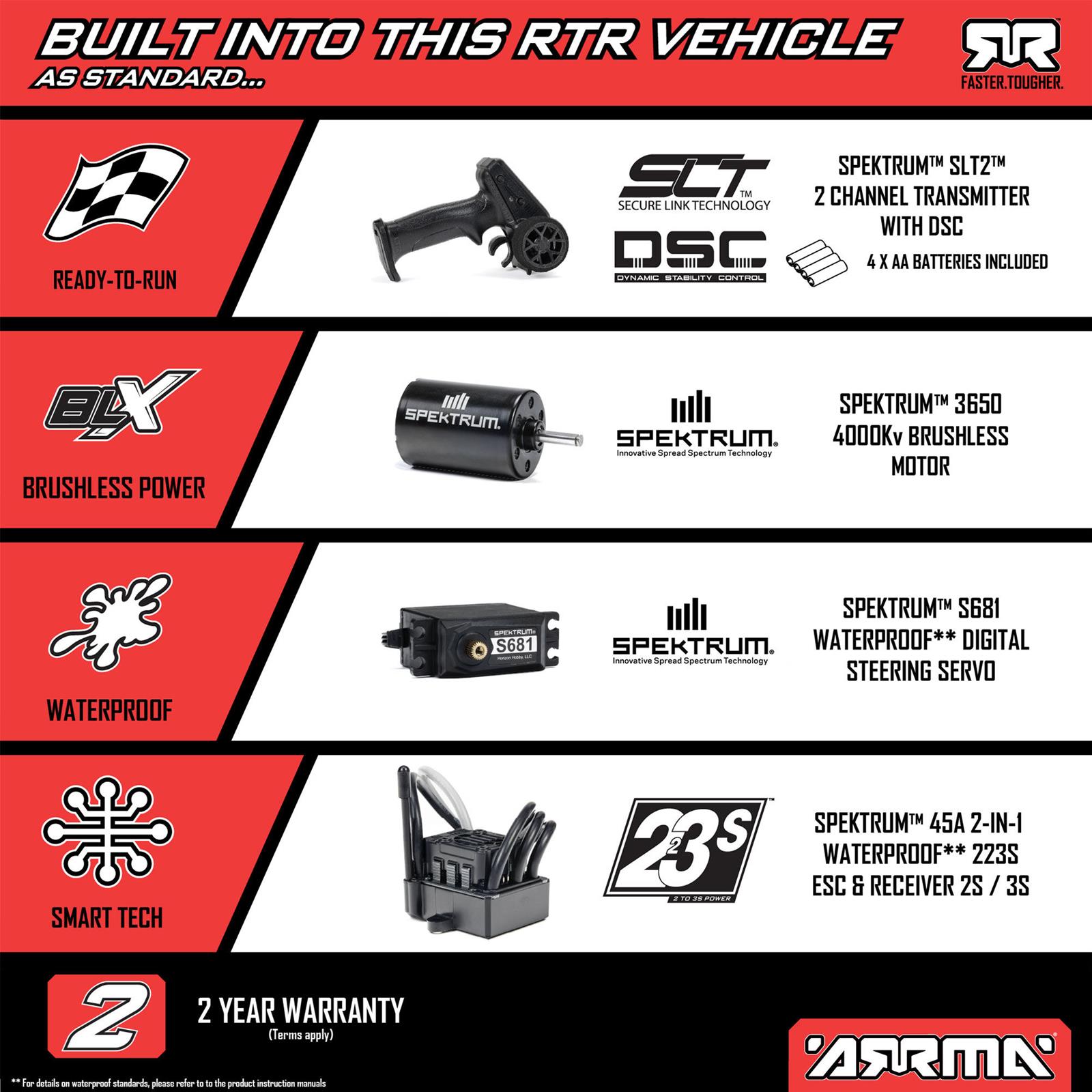 ARRMA ARA3521T3 Arrma Fury 1:10 Scale 223S DSC 2WD Brushless Short
