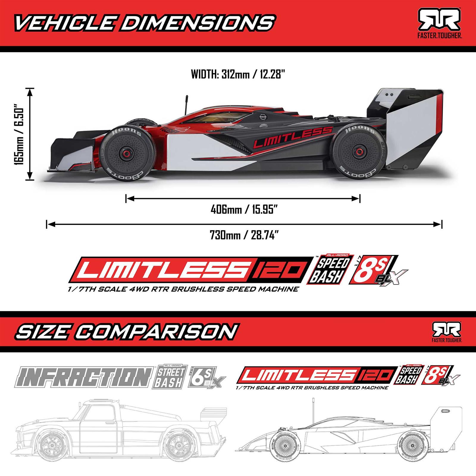 ARRMA ARA7816T1 Arrma Limitless 1:7 Scale 120 8S BLX Speed Machine