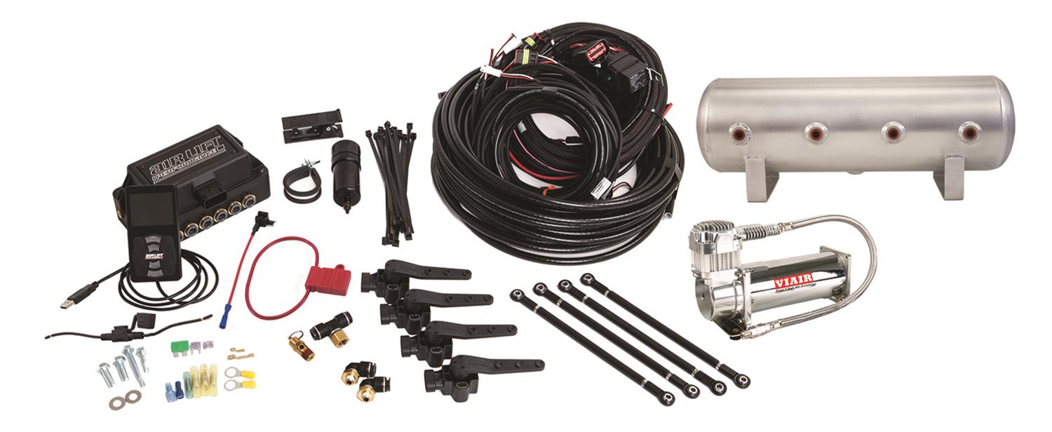 Air Lift Performance 3H (3/8 Air Line 2.5 Gal Raw Aluminum Tank VIAIR 444C Comp)