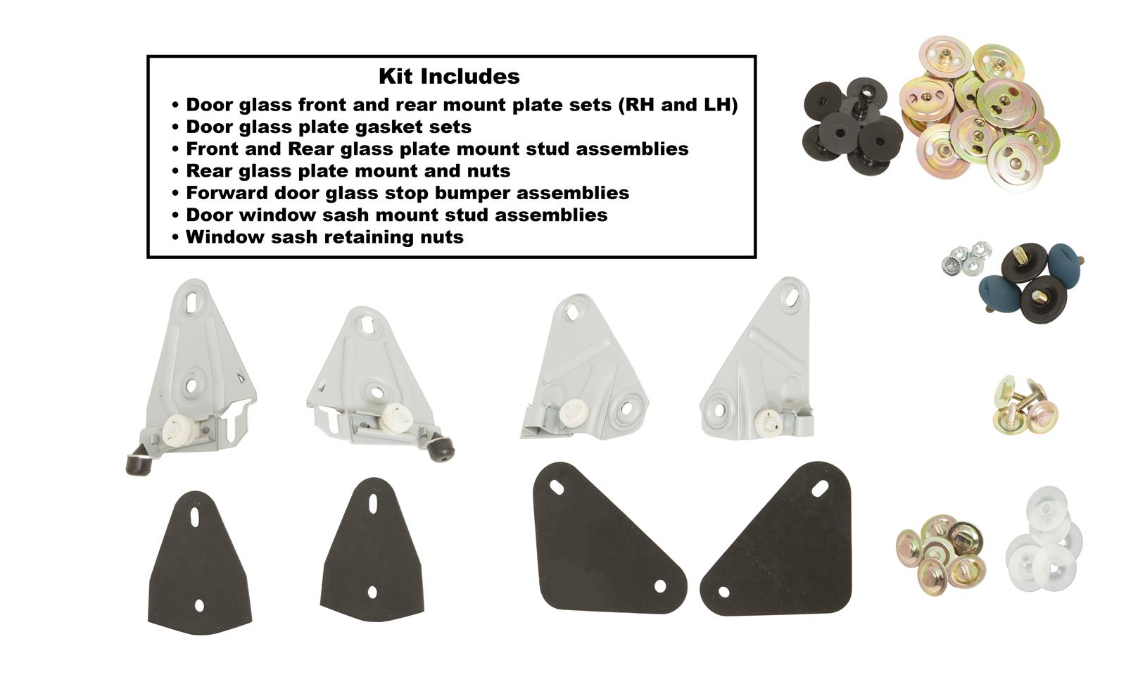 Auto Metal Direct W-050 Auto Metal Direct Door Glass Mounting Kits