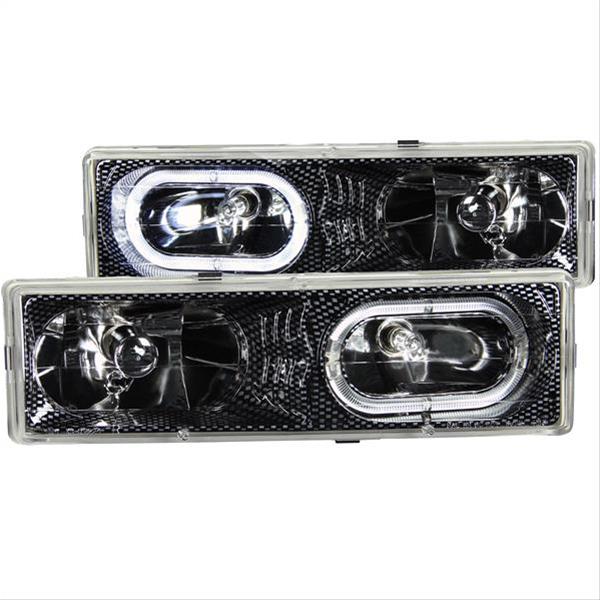 ANZO 1988-1998 Chevrolet C1500 Crystal Headlights Carbon w/ Halo thumbnail 2