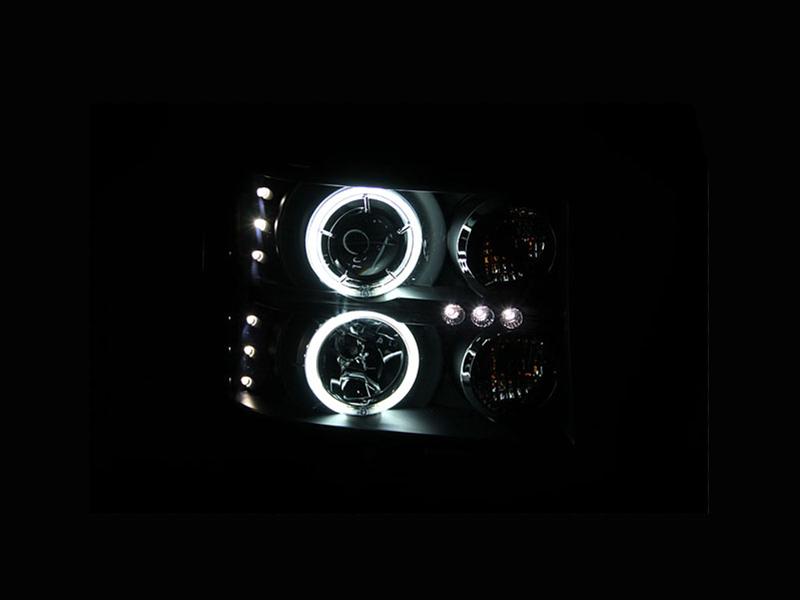 ANZO 2007-2013 GMC Sierra 1500 Projector Headlights w/ Halo Black thumbnail 2