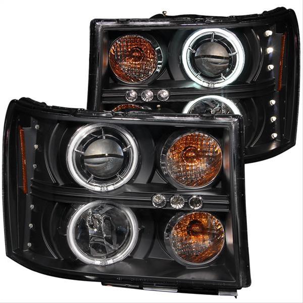 ANZO 2007-2013 GMC Sierra 1500 Projector Headlights w/ Halo Black thumbnail 3