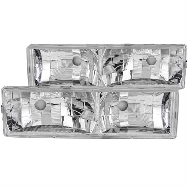ANZO 1988-1998 Chevrolet C1500 Crystal Headlights Chrome w/o Bulbs thumbnail 2