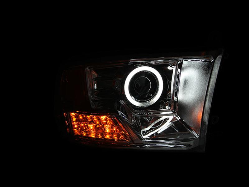 Anzo Headlights 111160 Headlights, Projector with CCFL Halo, Clear Lens, Chrome Housing, Amber Reflectors, Dodge, Pair thumbnail 2