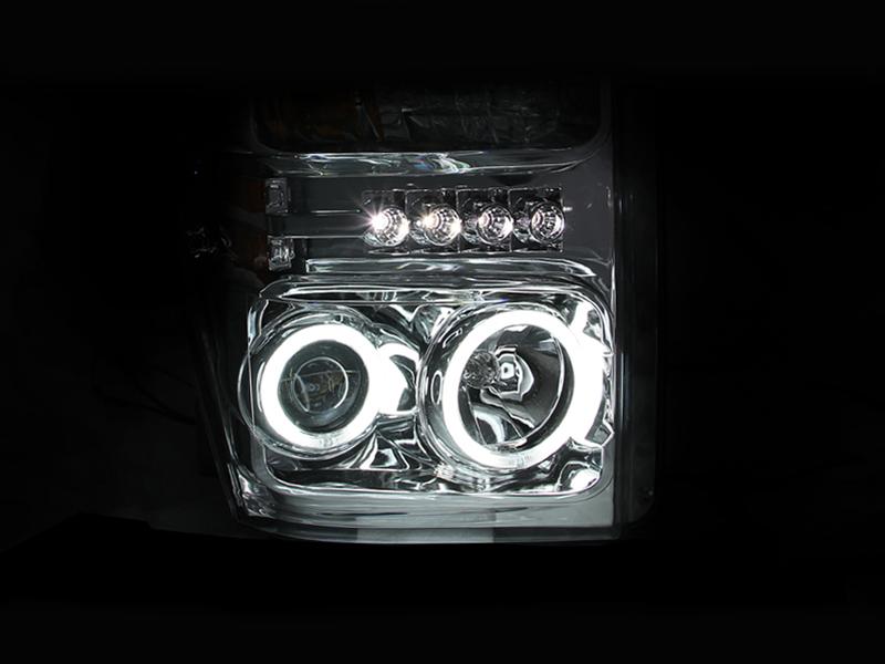 Anzo Headlights 111167 Headlights, Projector with Halo, Clear Lens, Chrome Housing, Ford, Pair