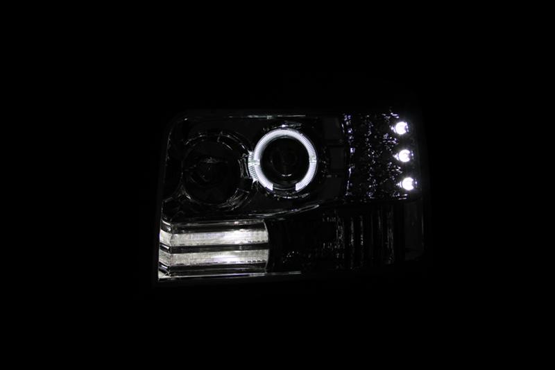 ANZO 1992-1996 Ford F-150 Projector Headlights w/ Halo Chrome w/ Side Markers and Parking Lights thumbnail 2