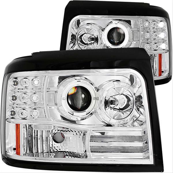 ANZO 1992-1996 Ford F-150 Projector Headlights w/ Halo Chrome w/ Side Markers and Parking Lights thumbnail 3
