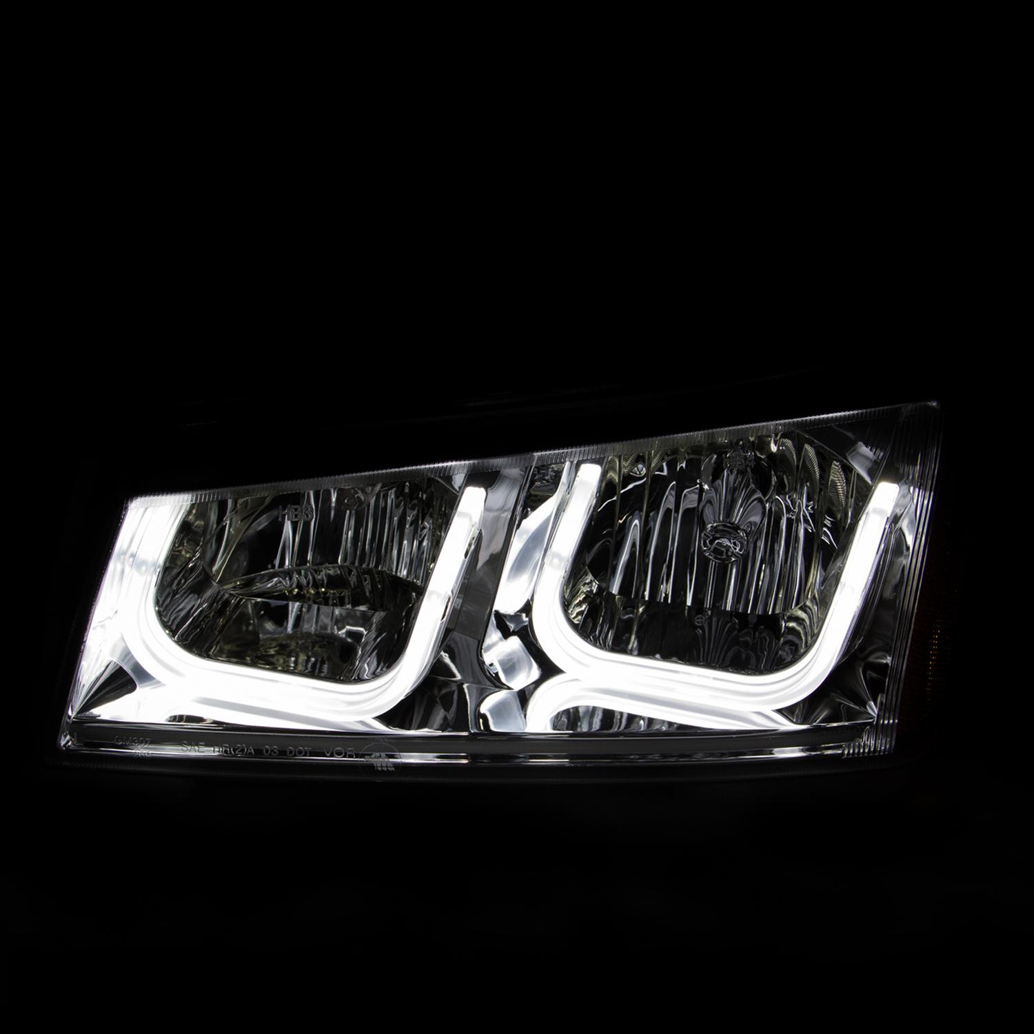 ANZO 2003-2006 Chevrolet Silverado 1500 Projector Headlights w/ U-Bar Chrome thumbnail 2