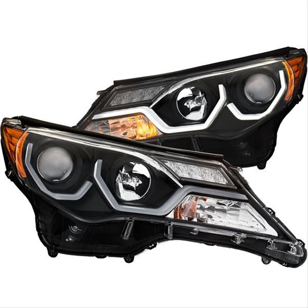 ANZO 2013-2015 Toyota Rav4 Projector Headlights w/ Plank Style Design Black