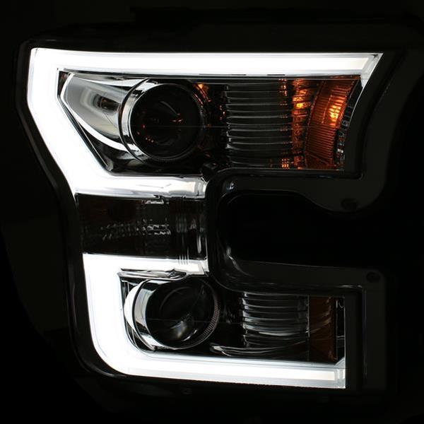 ANZO 2015-2016 Ford F-150 Projector Headlights w/ Plank Style Design Chrome w/ Amber thumbnail 2