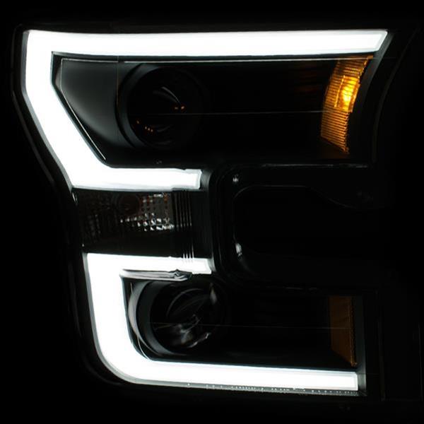 ANZO 2015-2017 Ford F-150 Projector Headlights w/ Plank Style Switchback Black w/ Amber thumbnail 3