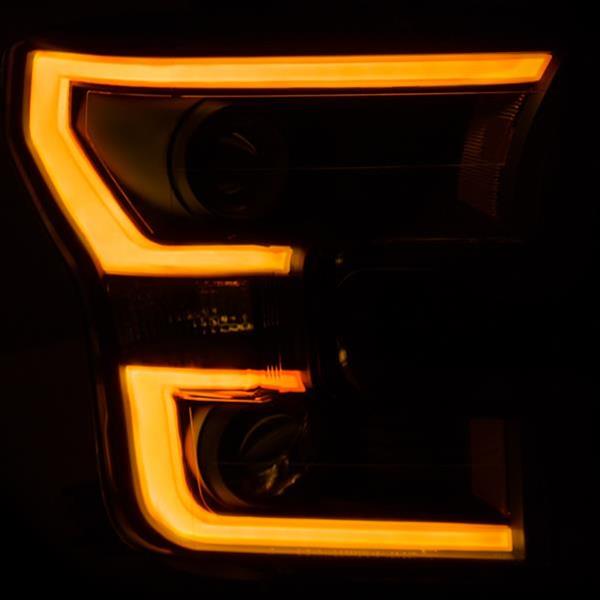 ANZO 2015-2017 Ford F-150 Projector Headlights w/ Plank Style Switchback Black w/ Amber thumbnail 4