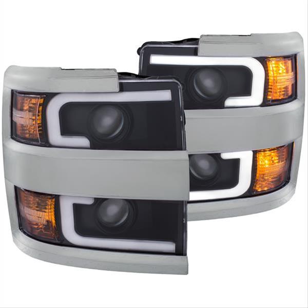 ANZO 2015-2016 Chevrolet Silverado Projector Headlights w/ Plank Style Design Black w/ Amber thumbnail 2