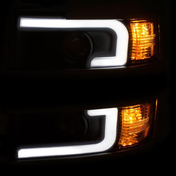 ANZO 2015-2016 Chevrolet Silverado Projector Headlights w/ Plank Style Design Black w/ Amber thumbnail 3