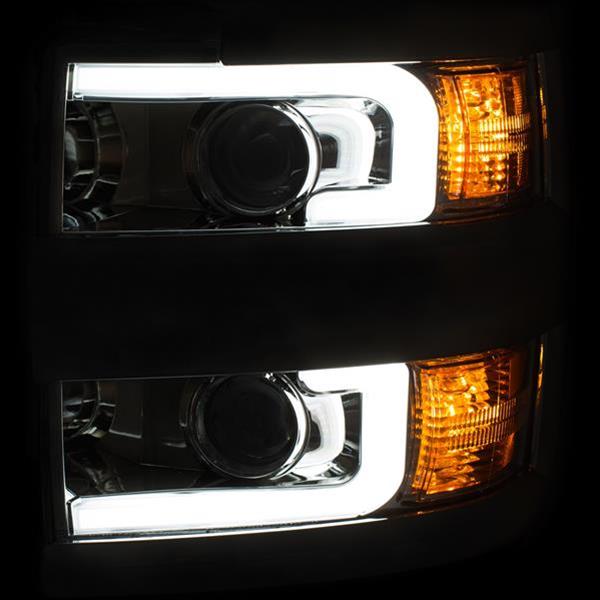 ANZO 2015-2016 Chevrolet Silverado Projector Headlights w/ Plank Style Design Chrome w/ Amber thumbnail 3
