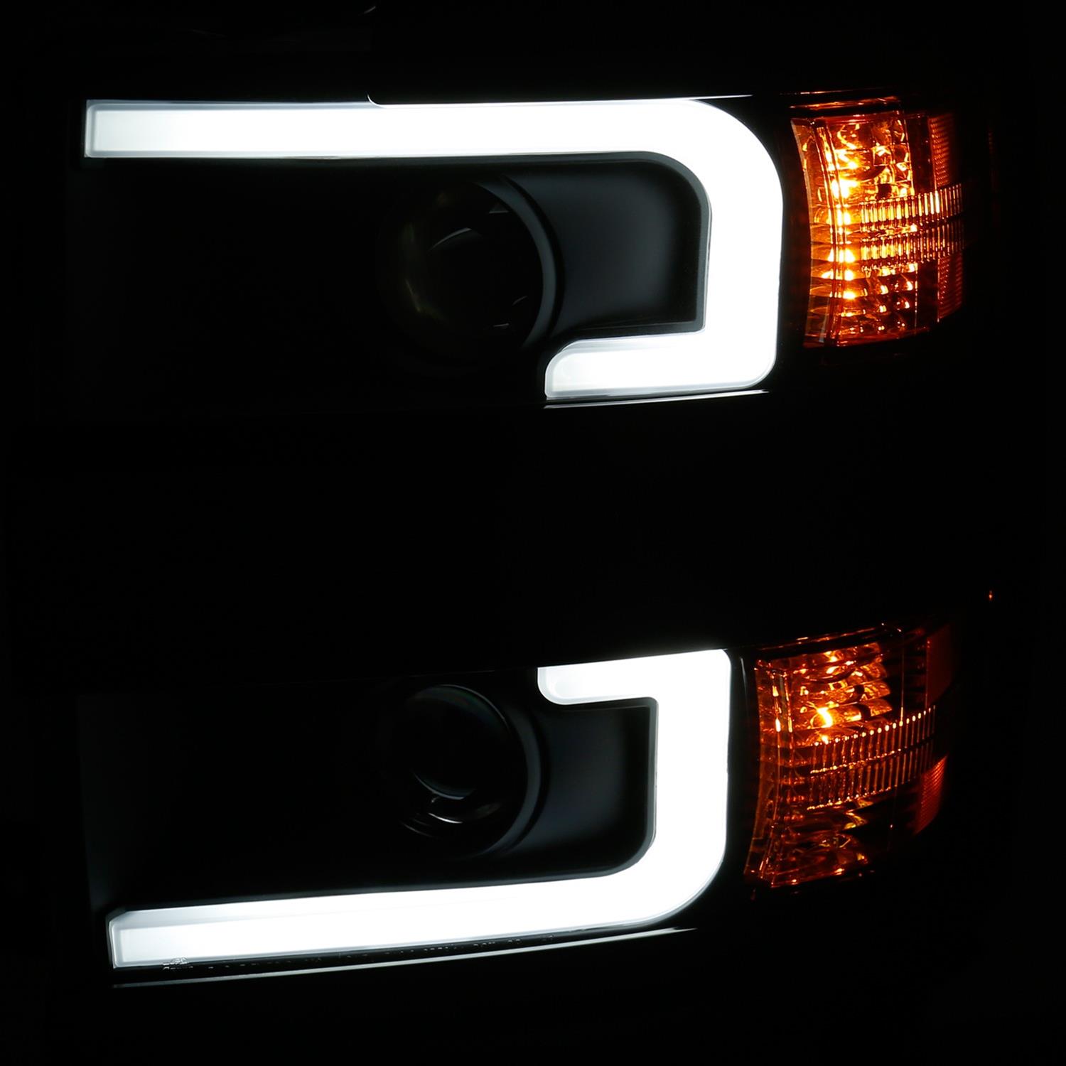 ANZO Projector Headlights With Plank Style Design Black w/Amber 15-17 Chevrolet Silverado 2500/3500 thumbnail 3