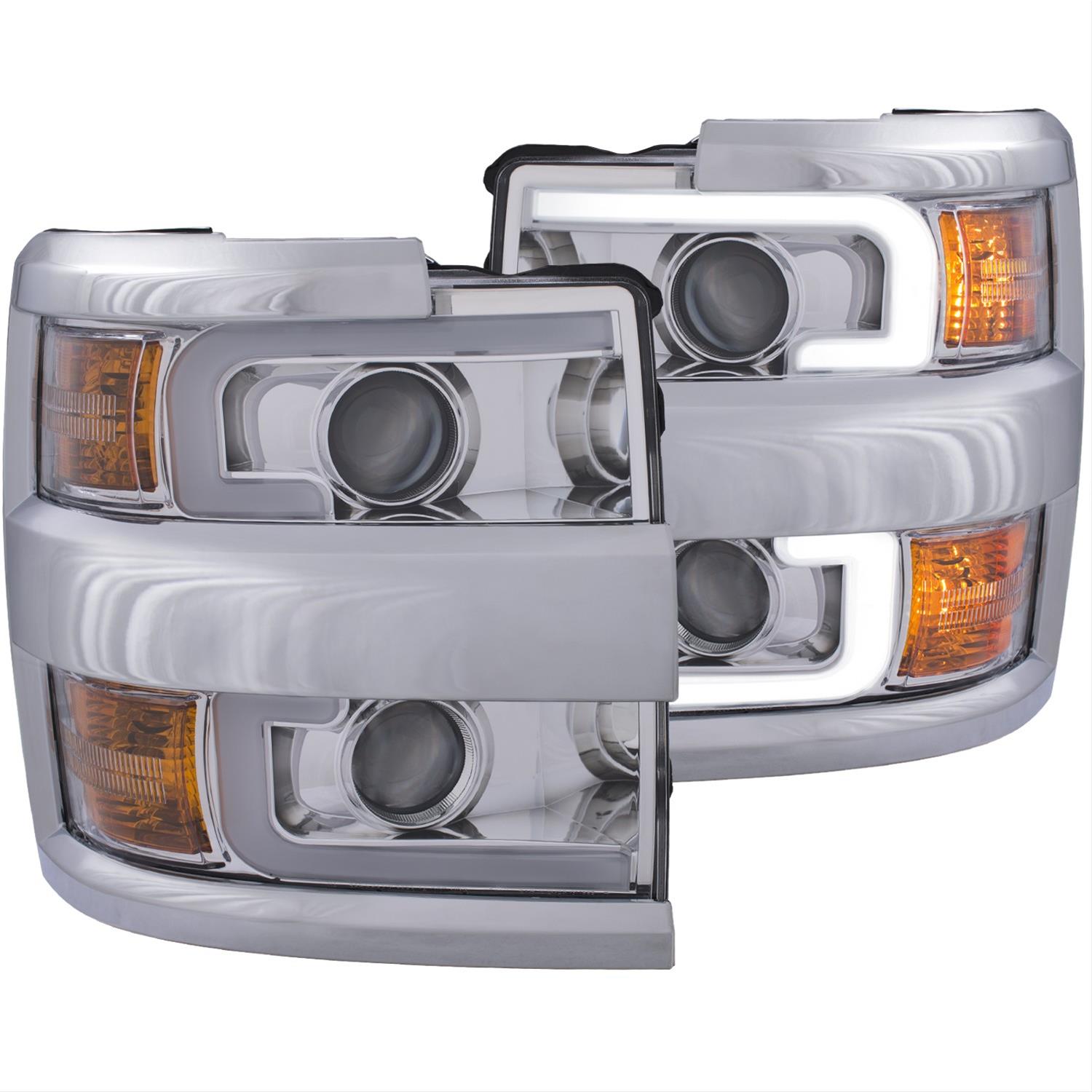 ANZO Projector Headlights 15-17 Chevrolet Silverado 2500HD / 3500HD Chrome w/ Chrome Rim thumbnail 3