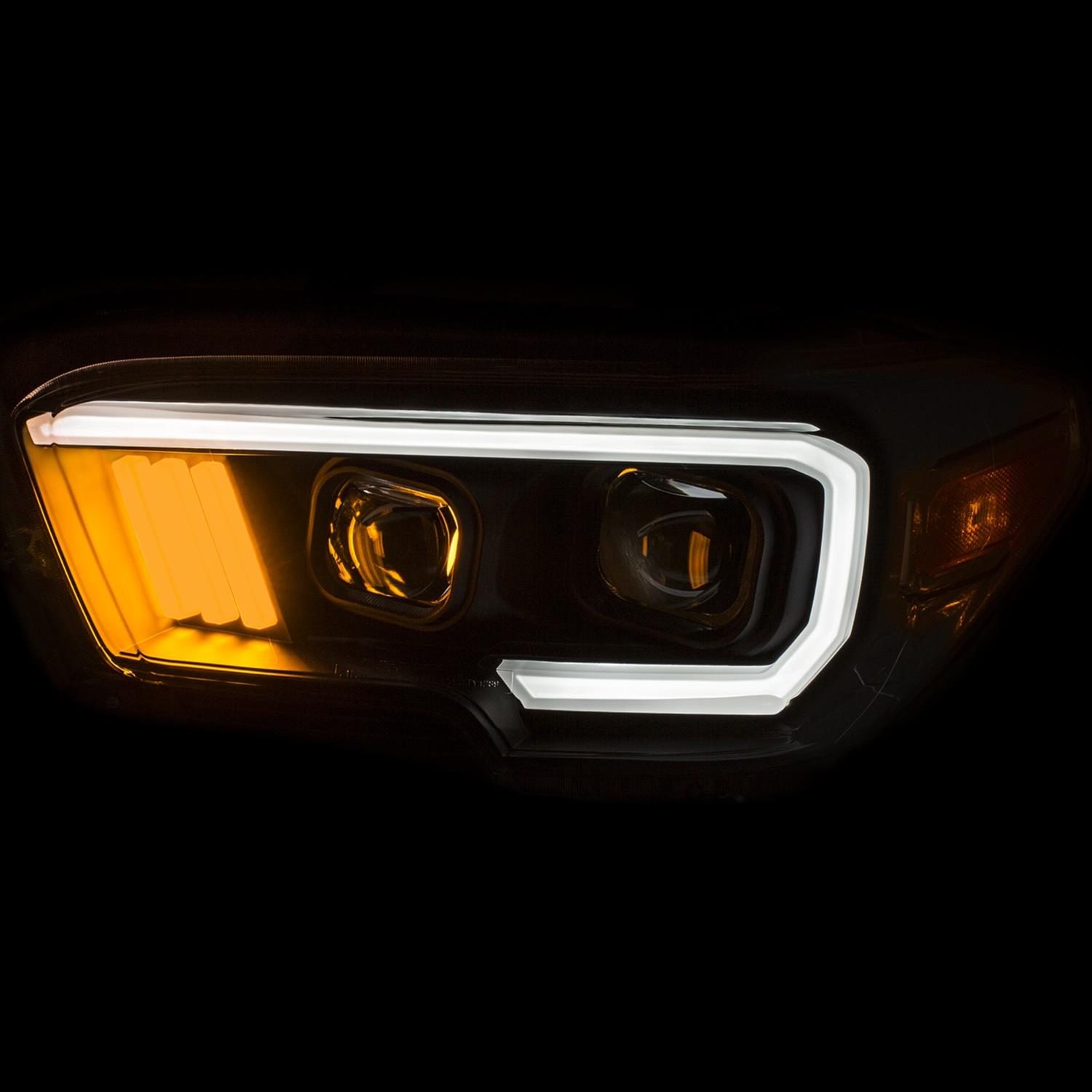 ANZO 2016-2017 Toyota Tacoma Projector Headlights w/ Plank Style Black w/ Amber thumbnail 3