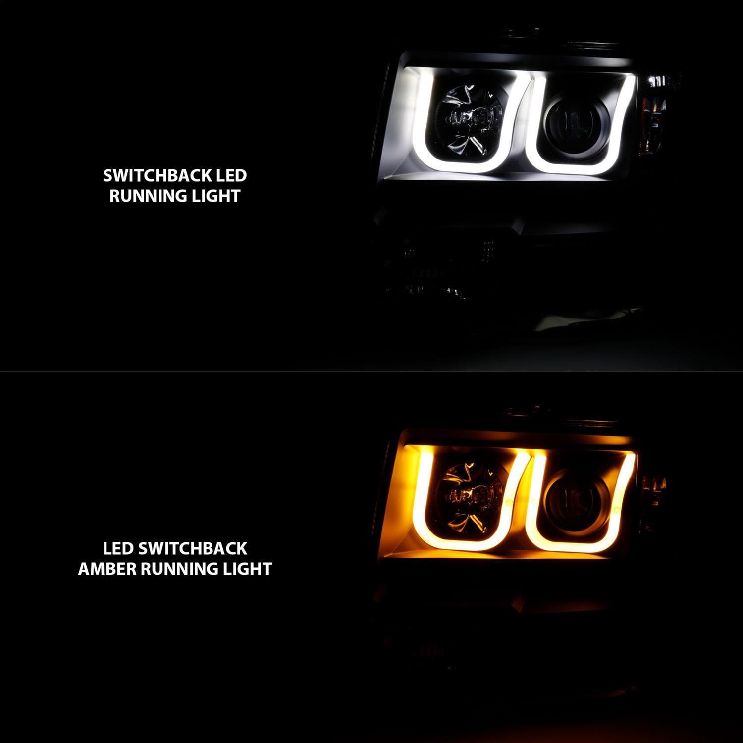 ANZO 2009-2014 Ford F-150 Projector Headlights w/ U-Bar Switchback Black w/ Amber thumbnail 7