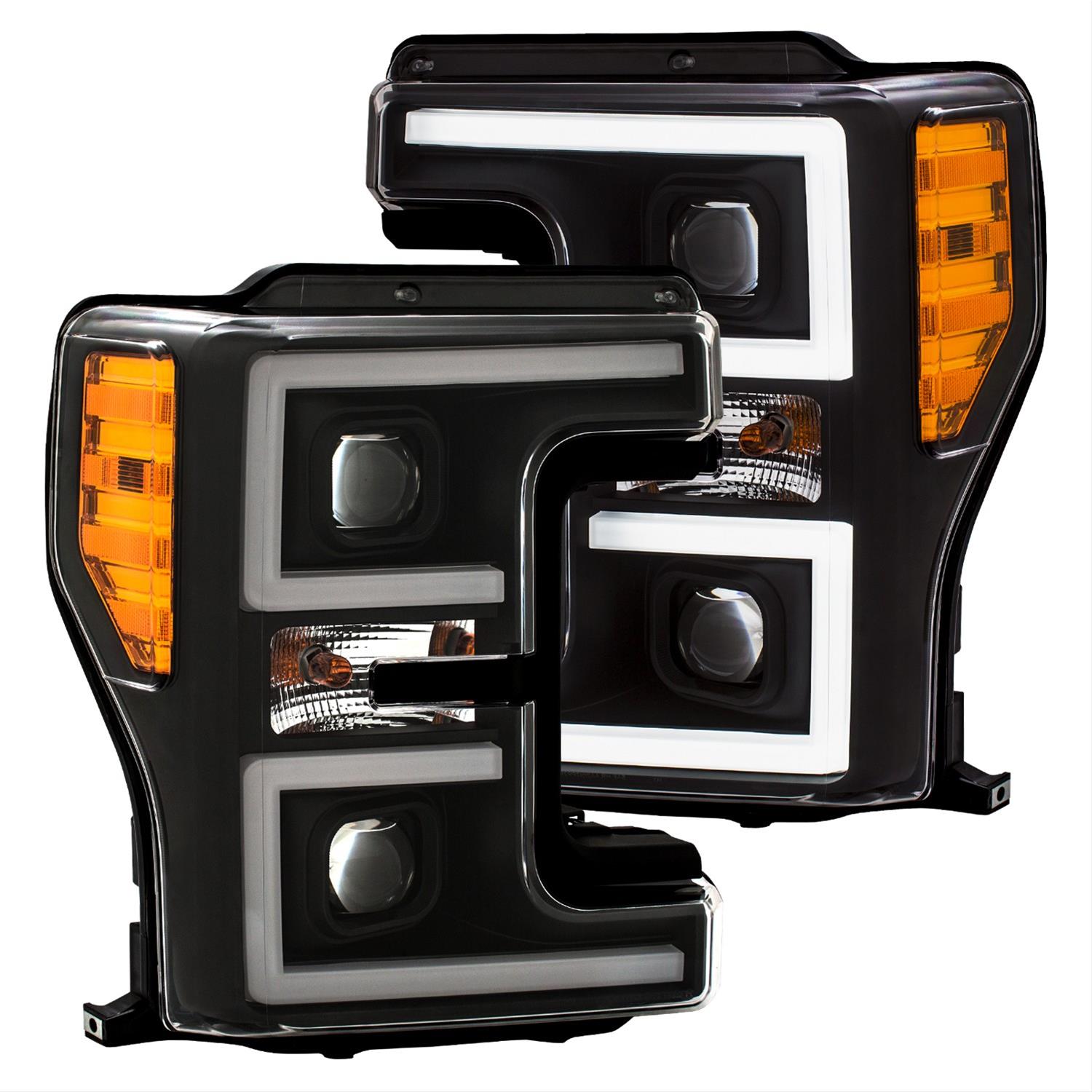 ANZO LED Headlights 17-18 Ford F-250 Super Duty Plank-Style L.E.D. Headlight Black (Pair) thumbnail 2