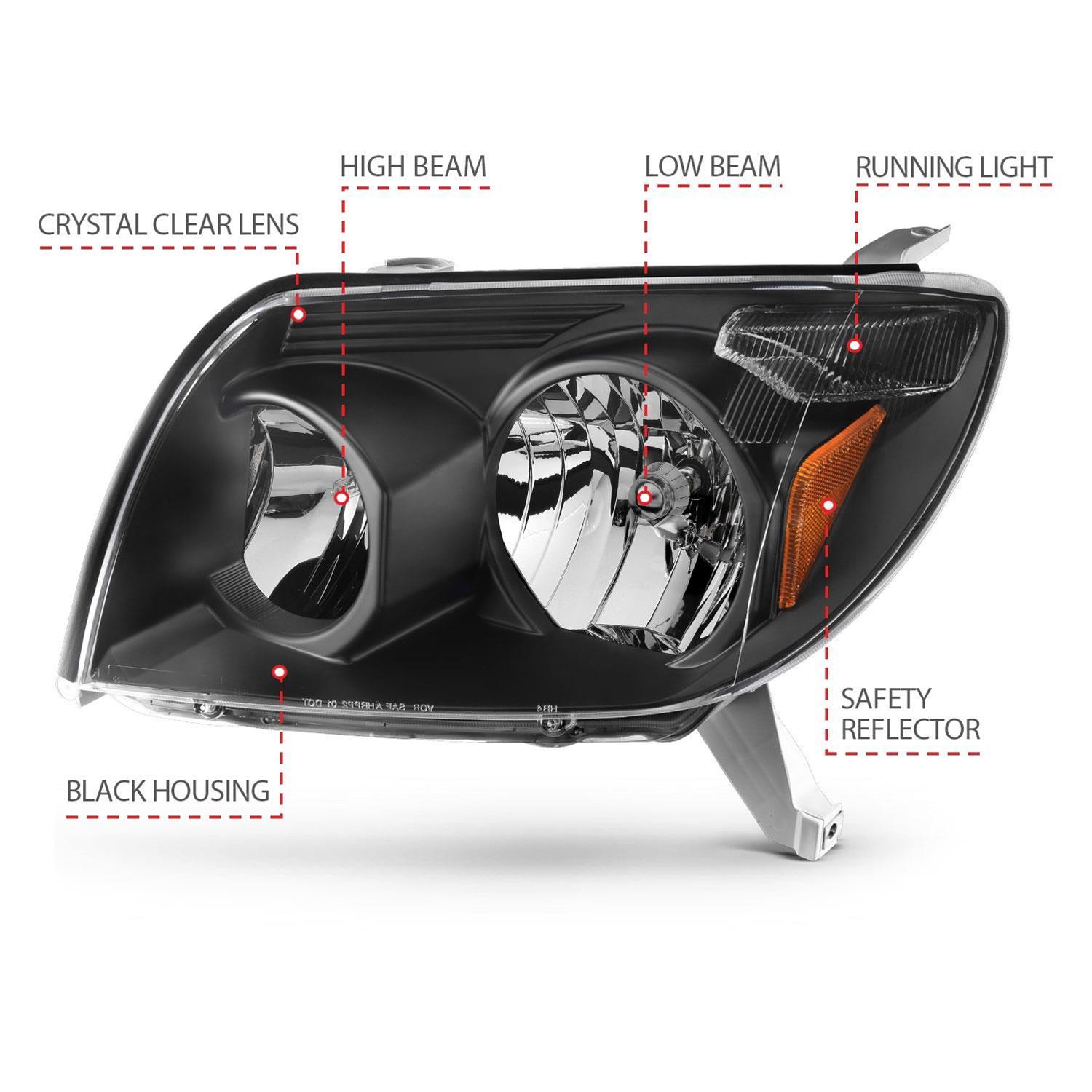 ANZO 2003-2005 Toyota 4Runner Crystal Headlights Black thumbnail 5