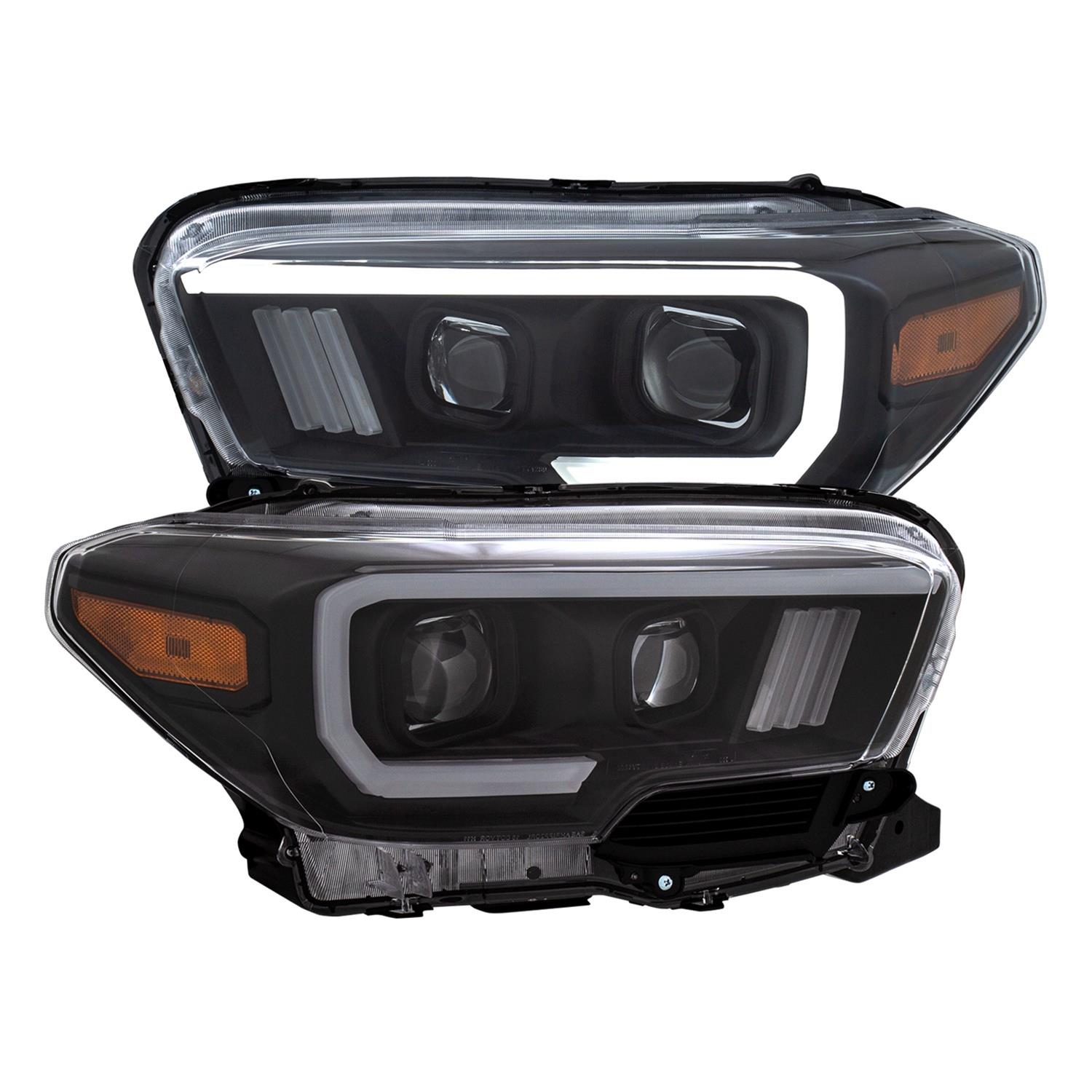 ANZO 2016-2017 Toyota Tacoma Projector Headlights w/ Plank Style Switchback Black w/ Amber w/ DRL thumbnail 2