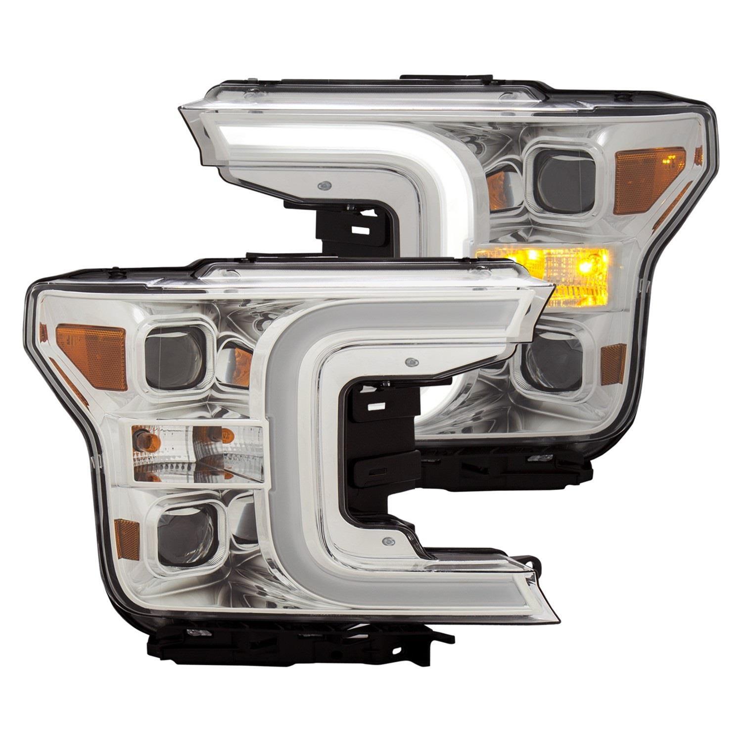 ANZO 18-19 Ford F-150 Projector Headlights w/Plank Style Switchback Chrome w/Amber thumbnail 7