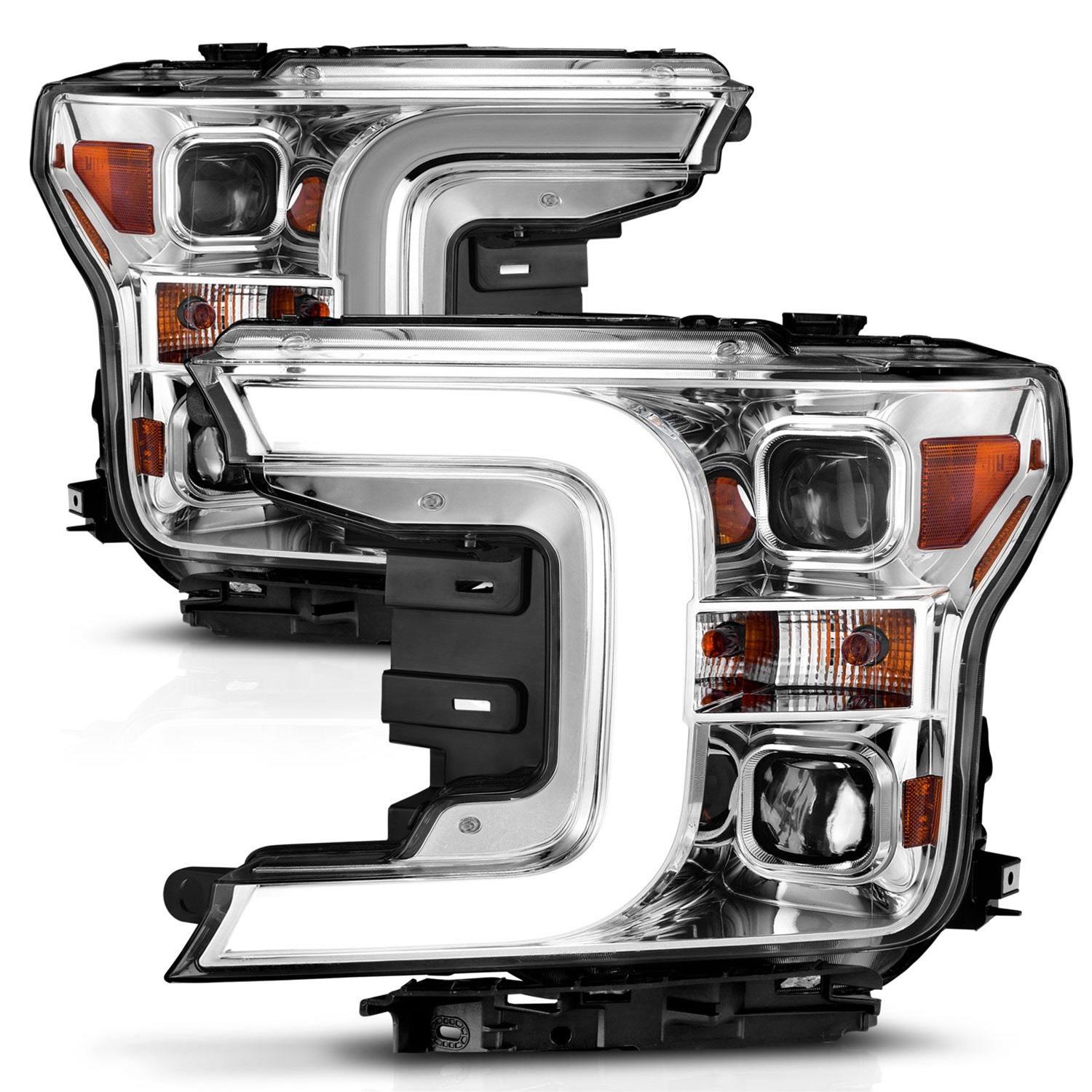 ANZO 18-19 Ford F-150 Projector Headlights w/Plank Style Switchback Chrome w/Amber thumbnail 2