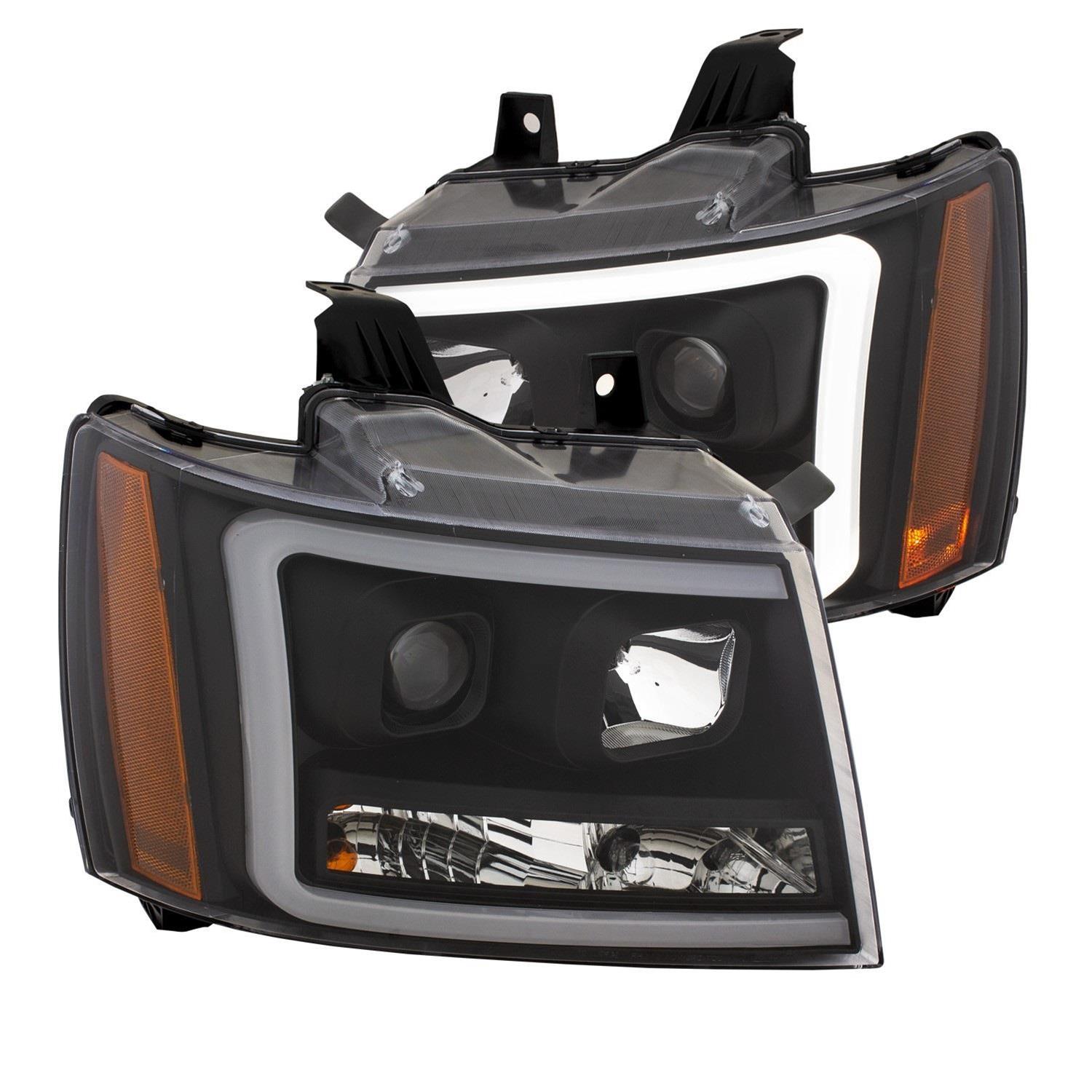 ANZO 07-14 Chevy Tahoe Projector Headlights w/ Plank Style Design Black w/ Amber thumbnail 2